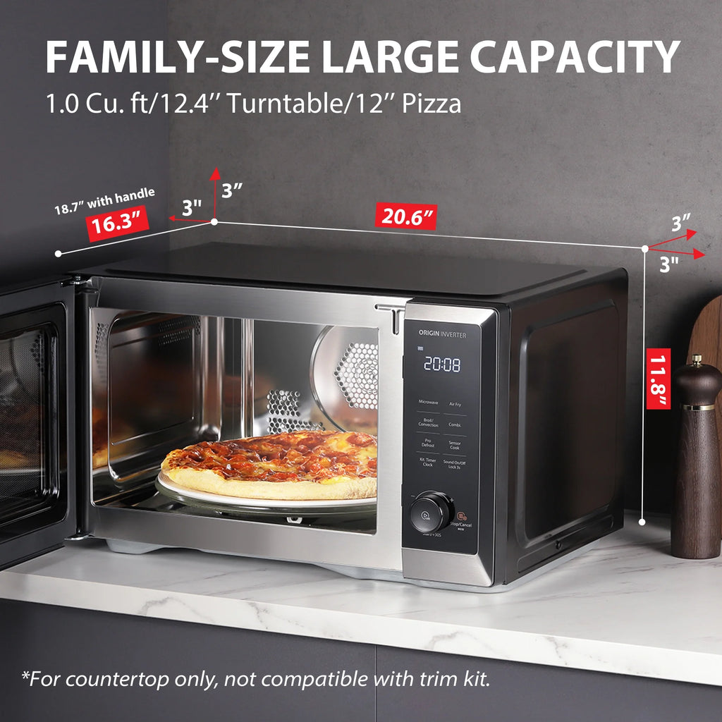 TOSHIBA 7-in-1 Countertop Microwave Oven Air Fryer Combo, Inverter, Convection, Broil, Speedy Combi, Even Defrost, Humidity Sensor, Mute Function, 27 Auto Menu&47 Recipes, 1.0 cu.ft/30QT, 1000W