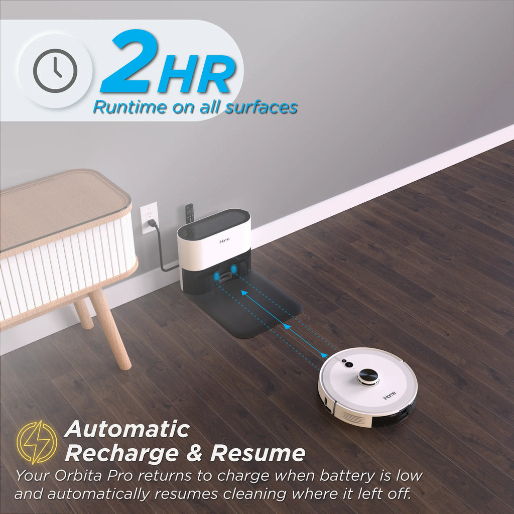 iHome Orbita Pro LIDAR Robot Vacuum + Mop with Auto Empty Base