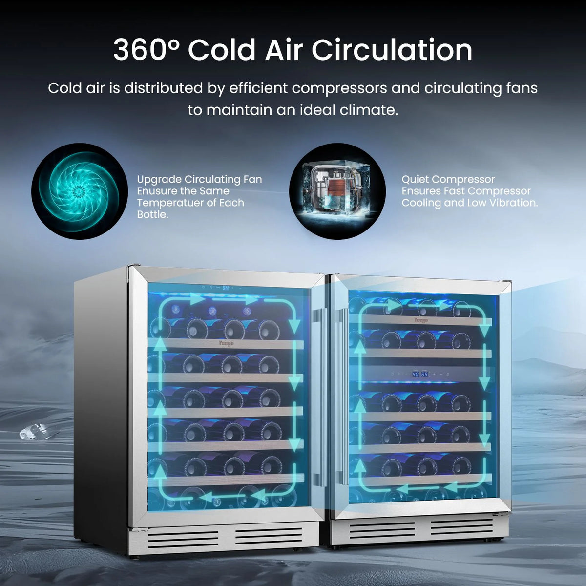 Yeego 30" Wine and Beverage Refrigerator,Two 15" Wine and Beverage Cooler Under Counter or Freestanding, Hold 33 Bottles and 80 Cans(Two Pack)
