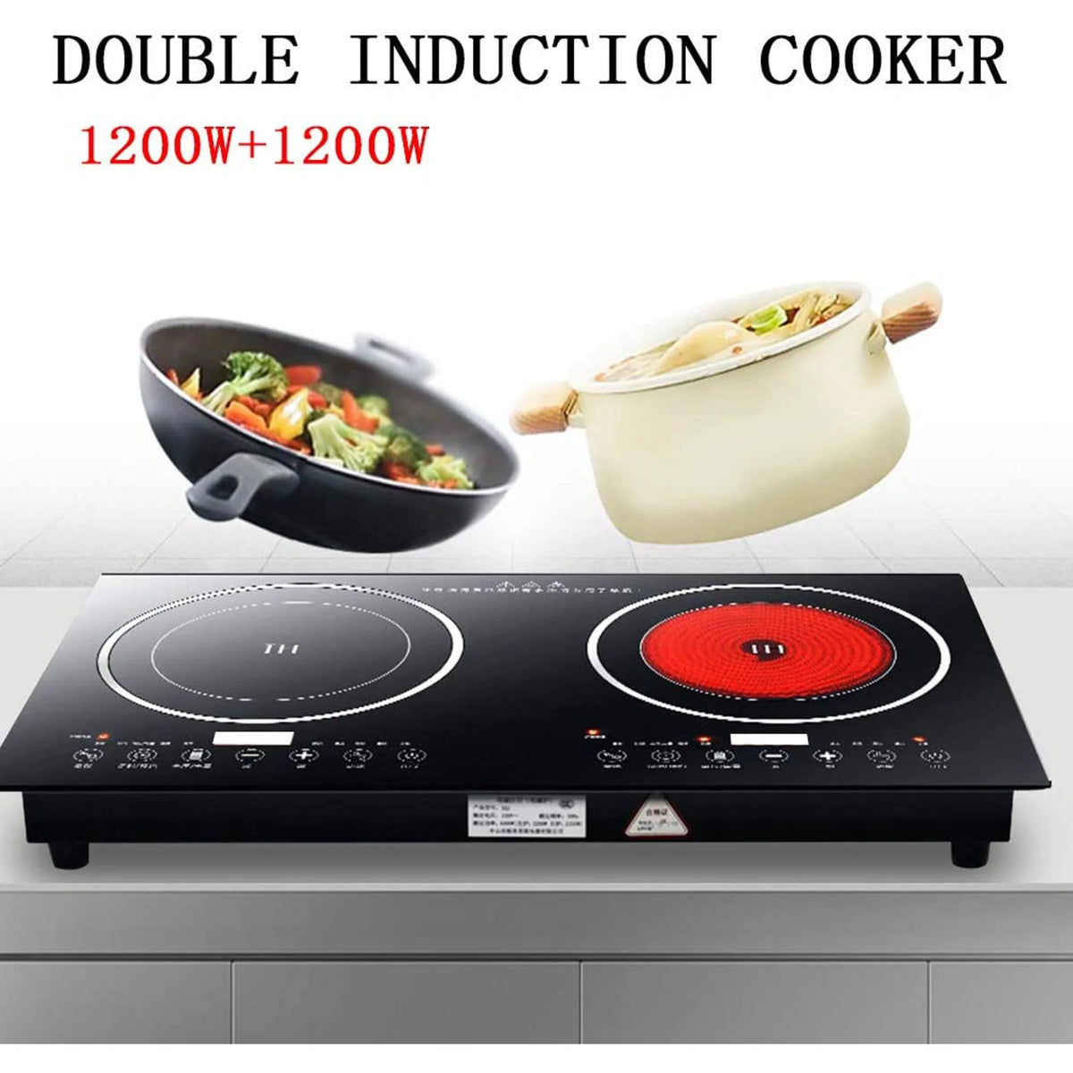 Anqidi 2400W Double Induction Cooktop, Portable Countertop Digital Electric Induction Cooker w/8 Gear Firepower 110V