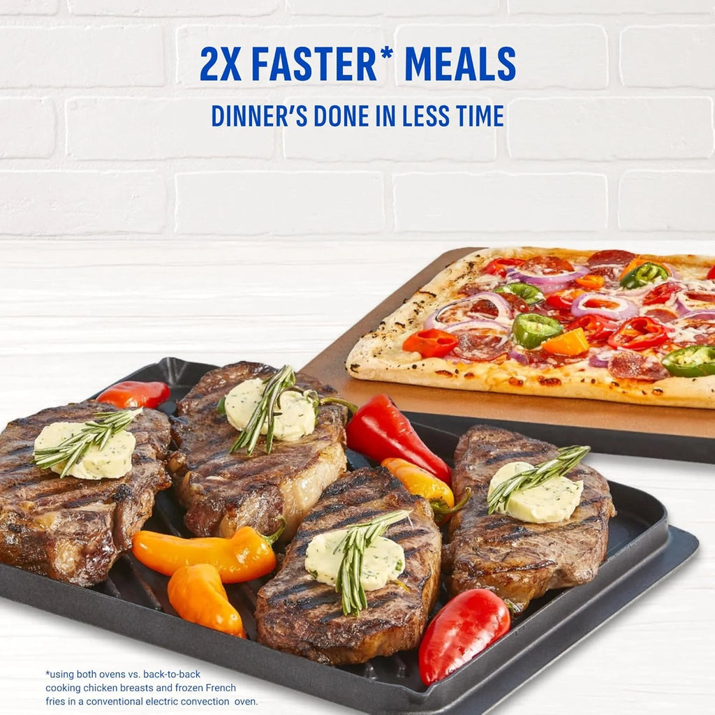 PowerXL SmartSynx Dual Door Oven, 8 Quick-Touch Cooking Presets including Air Fry, Toast, Bake, Broil, Reheat and More Cook 2 Different Foods at the Same Time, Large Capacity & Adjustable Temperature