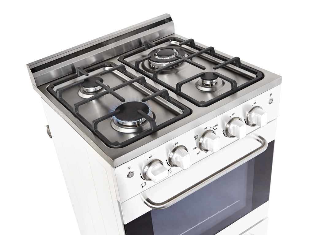 Unique Prestige 24�?2.3 cu ft Double Oven Gas Range in White