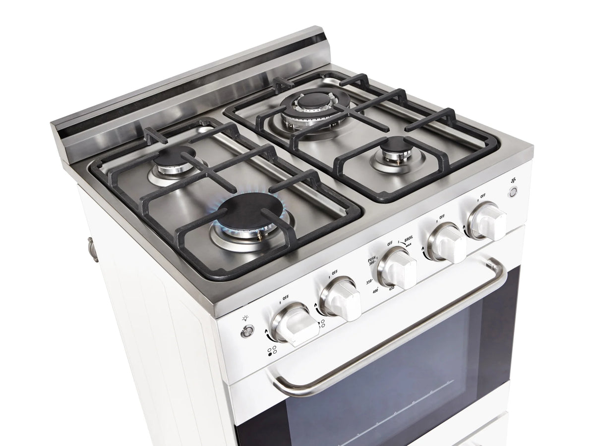 Unique Prestige 24�?2.3 cu ft Double Oven Gas Range in White