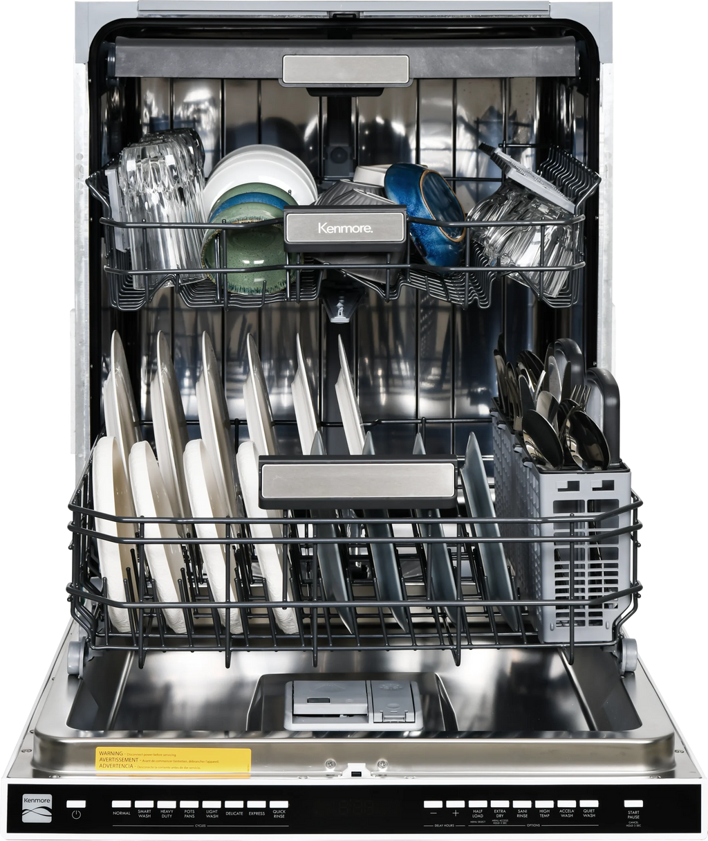 Kenmore 02214639 24" Built-in Stainless Steel Tub Dishwasher, Removeable 3rd Rack, SmartWash, Black