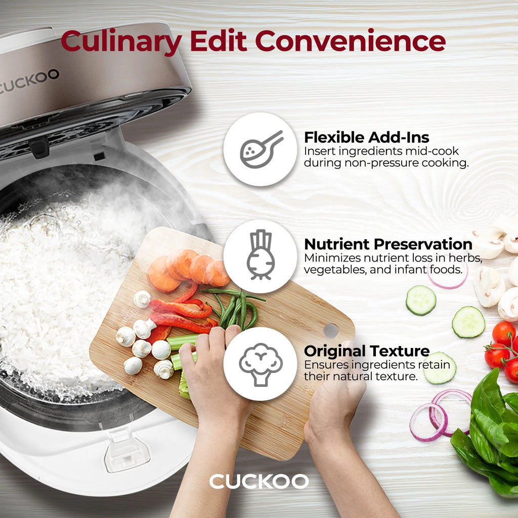 Cuckoo 6 Cup Dry, Twin Pressure Rice Cooker with Micom Logic Tech, Nonstick Pot, Warmer, 16 Menu Modes and Voice Guide