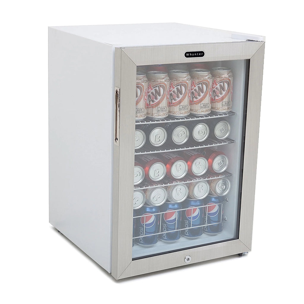 Whynter 24'' Beverage Refrigerator Cooler, 140 Cans Beverage Fridge, Built in or Freestanding Beverage Center with Stainless Steel Door