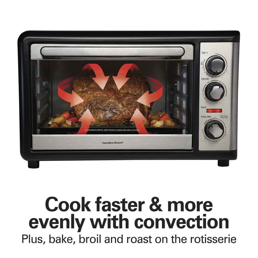 Hamilton Beach Countertop Toaster Oven with Convection & Rotisserie, Extra Large Capacity, Black