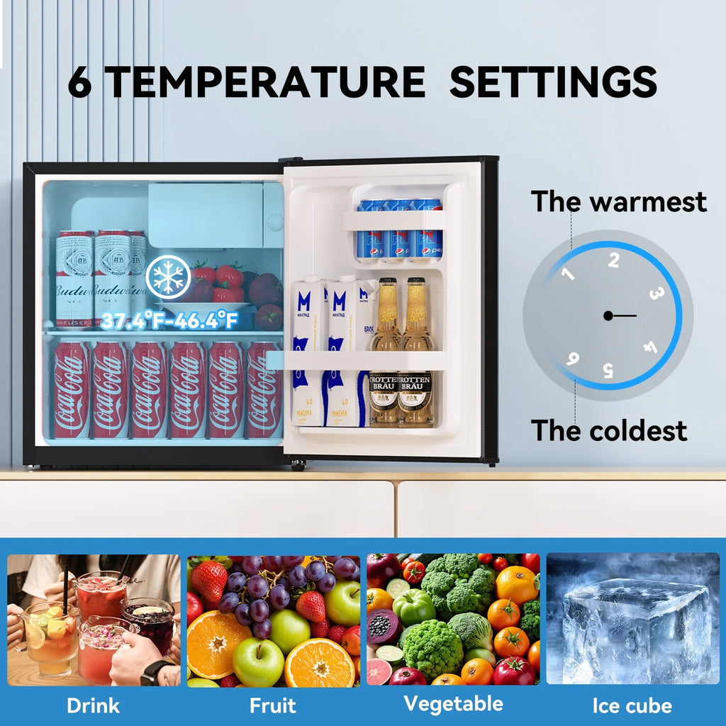 Frestec Compact Design Mini Refrigerator with Freezer, Black, 1.7 Cu.Ft