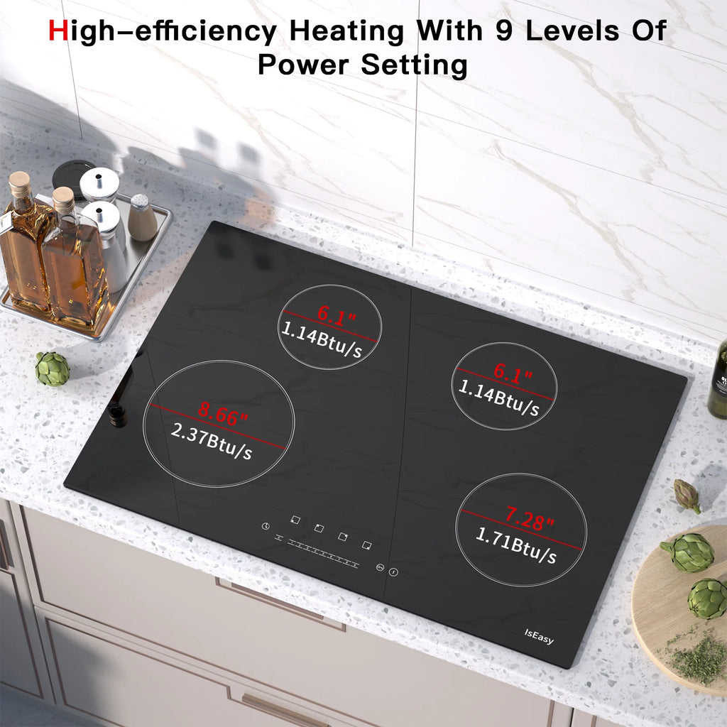 30 inch Electric Cooktop,4 Burner,Built-in,Ceramic Glass Stove Top,Touch Control