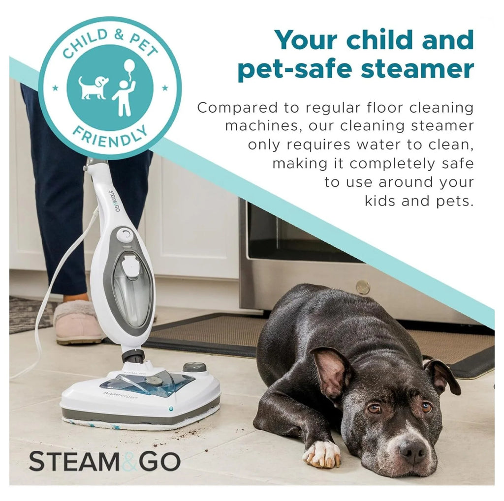 saney 10-in-1 Steam Mop - Floor Steamer with Chamber and Detachable Handle for Tile Grout, Clothes, Furniture, Hardwood, Upholstery, & Carpet, Handheld Steam Cleaner for Home Use