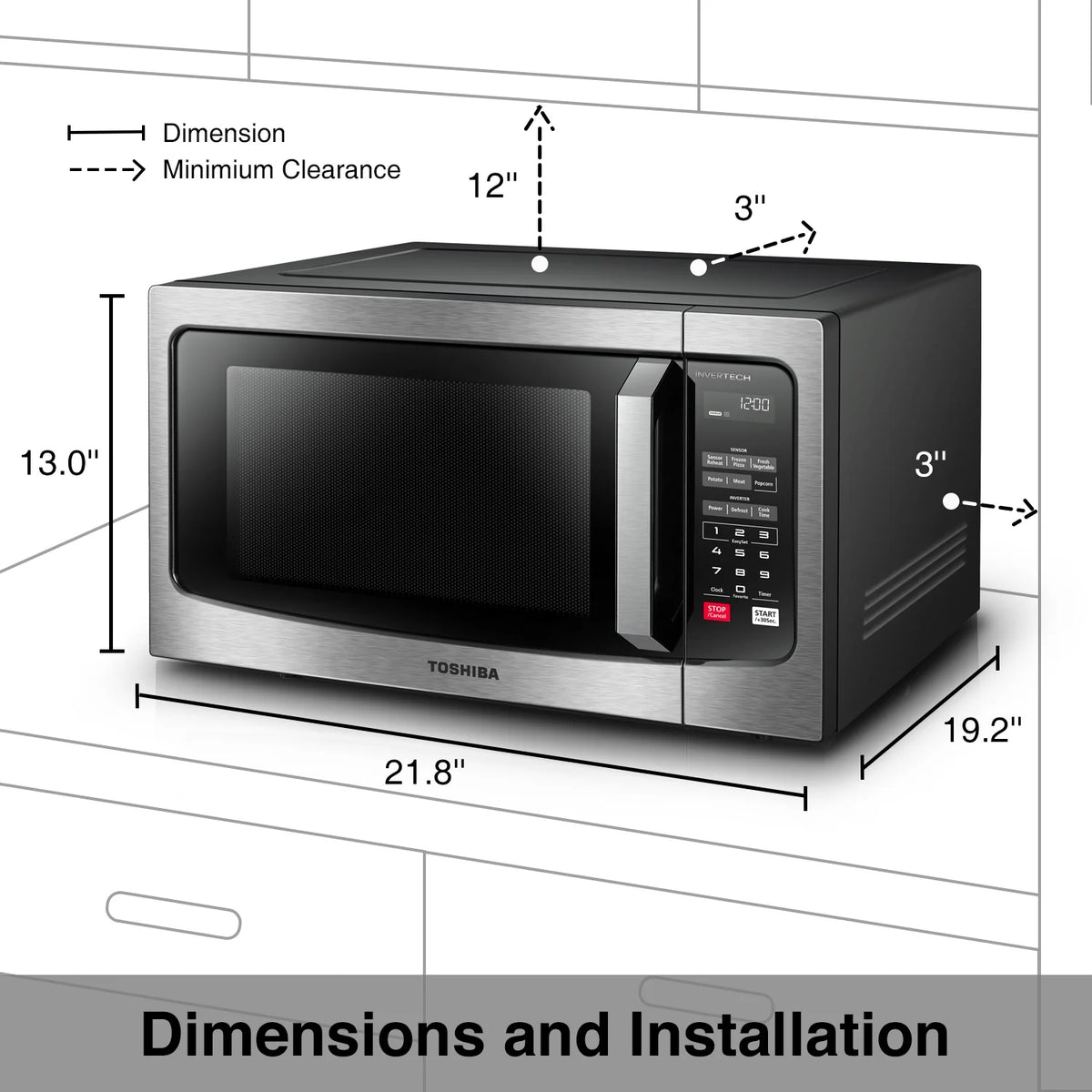 Toshiba MLEM16PST 1.6 Cu. Ft. Microwave with Inverter Technology, Stainless Steel