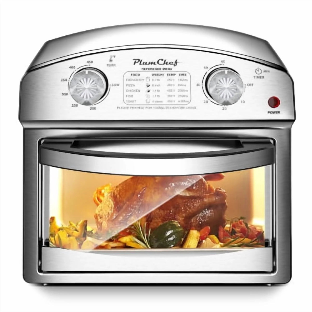 12.5 Quart 7-in-1 Convection Toaster Oven, 1500W, Stainless Steel, with 5 Pre-Set Menus �C Roast, Bake, Grill, Broil, Toast, Dehydrate & Defrost, Silver