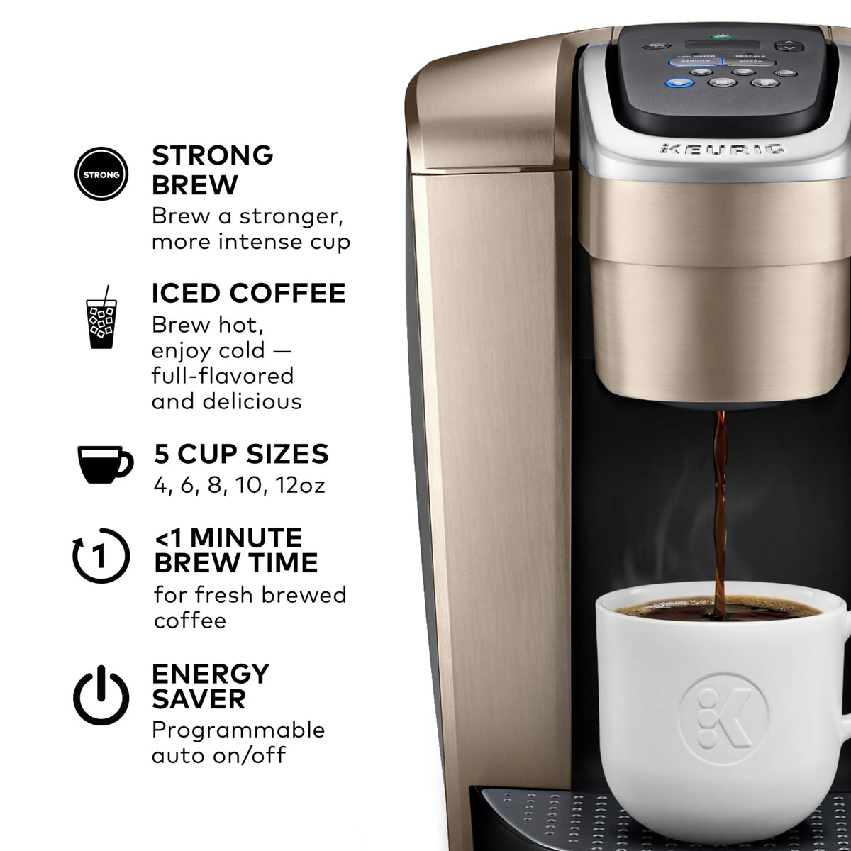 Keurig K-Elite Single-Serve K-Cup Pod Coffee Maker, Brushed Slate