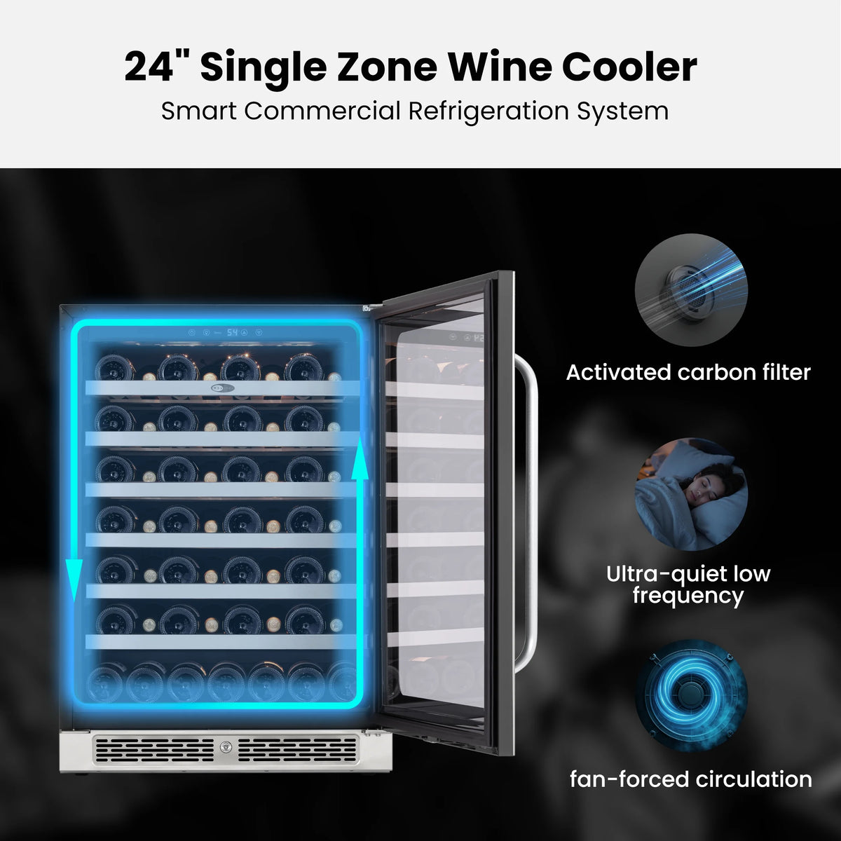 Whynter 24 inch Wine Cooler Refrigerator, 54 Bottle Wine Fridge with Stainless Steel Glass Door