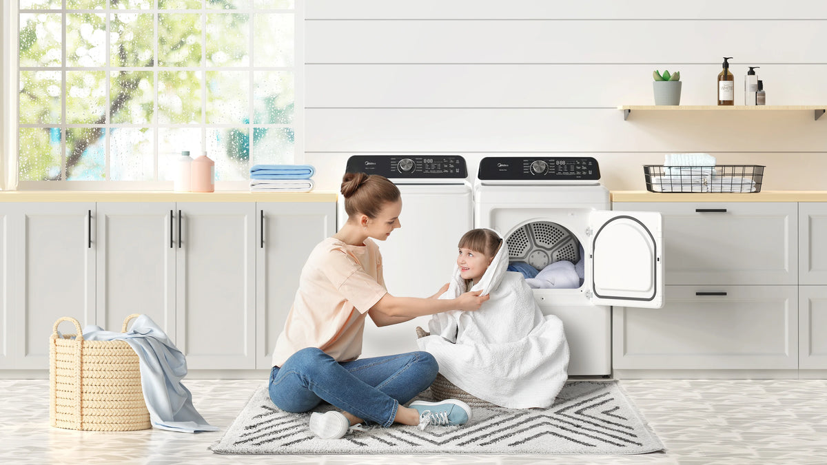 MIDEA 4.5 Cu Ft Smart Top Load Wave-Impeller Washing Machine with Stainless Steel Tub, White