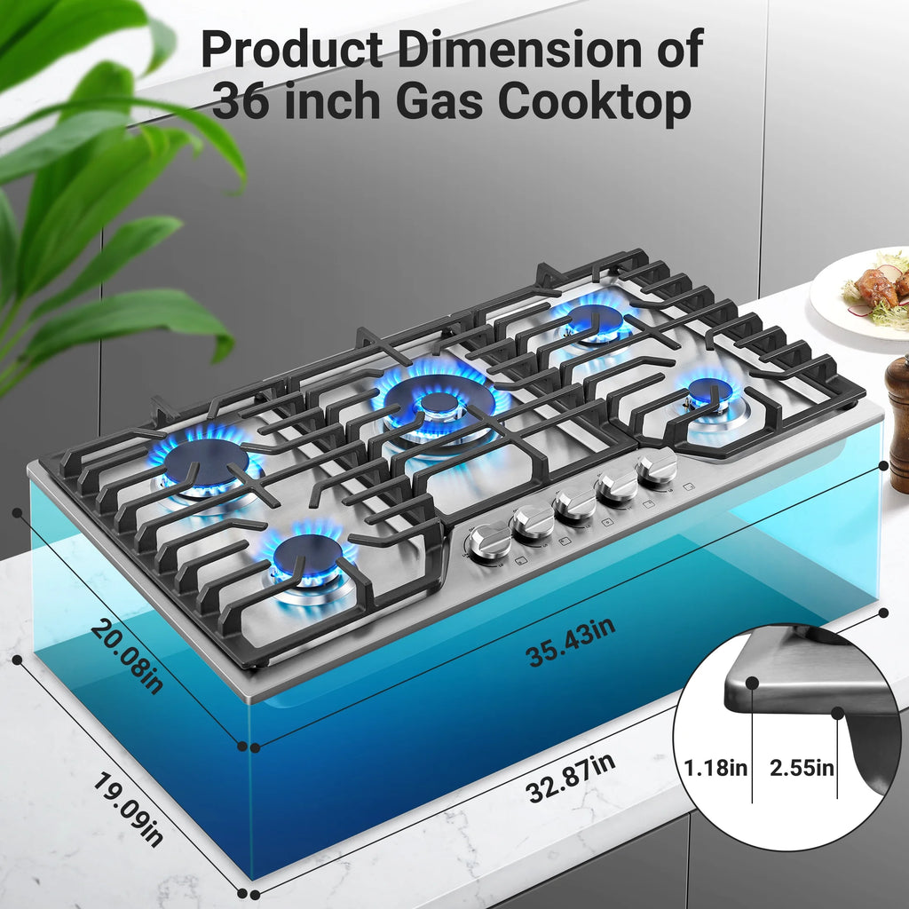 30 Inch Gas Cooktop Sunmaki 5 Burners Gas Stovetop