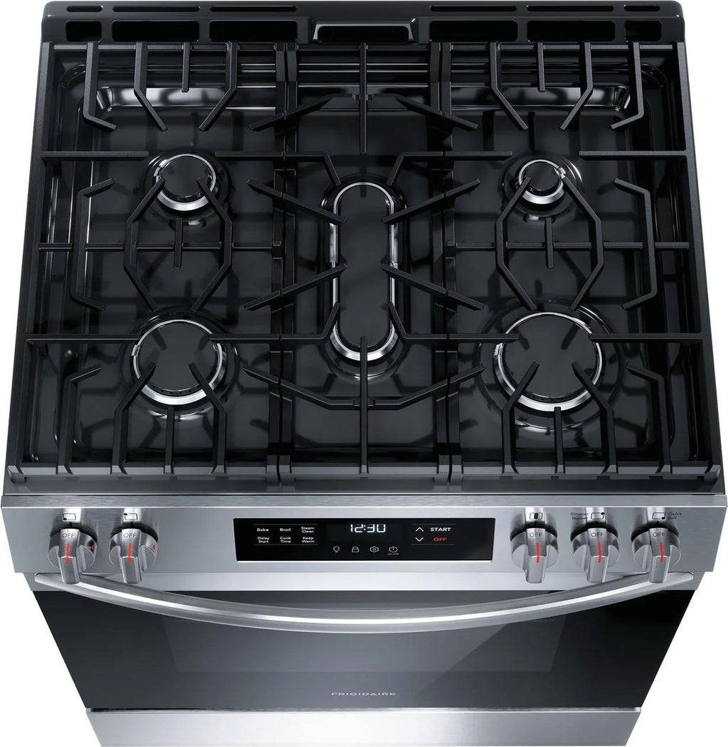 Frigidaire FCFG3062AS 30" Gas Range with Steam Clean, Stainless Steel