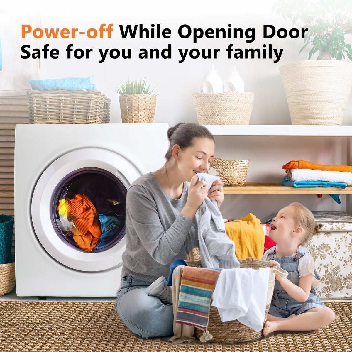 EUHOMY 1.8 Cu. ft. Compact Electric Dryer with LCD Touch Panel for Home, Apartment, Dorm