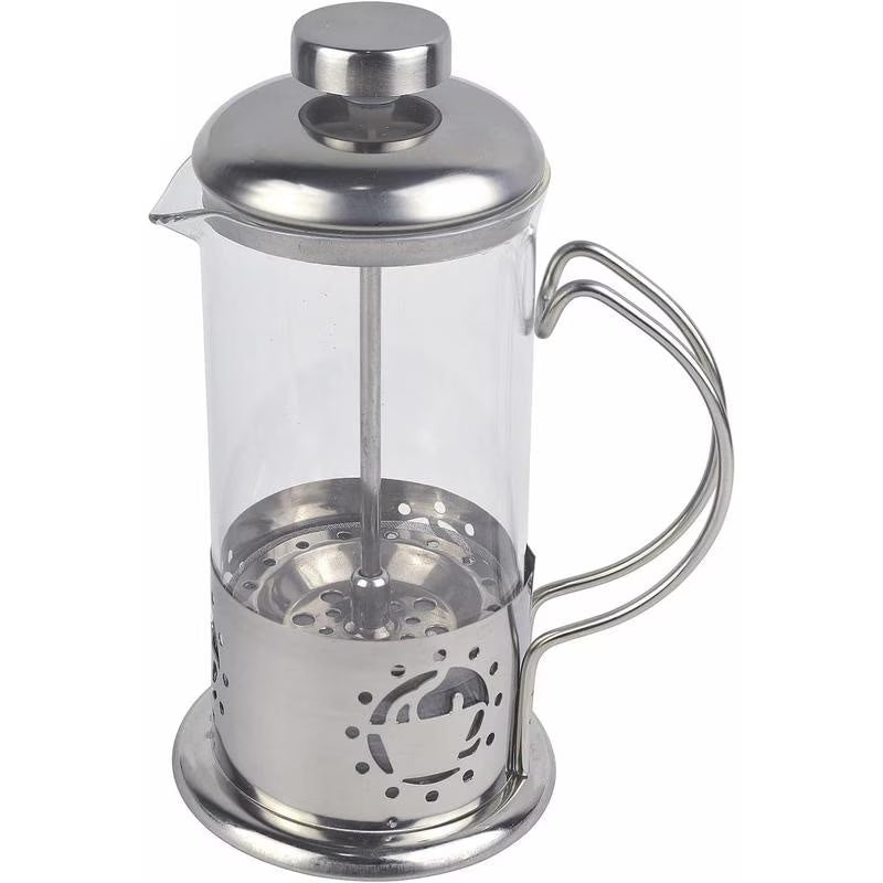 Single Serve French Press Coffee Maker �C 12 oz Mini Stainless Steel & Glass Brewer for 1 Cup, Portable & Affordable Manual Coffee Press with Fine Mesh Filter for Home, Travel, or Camping