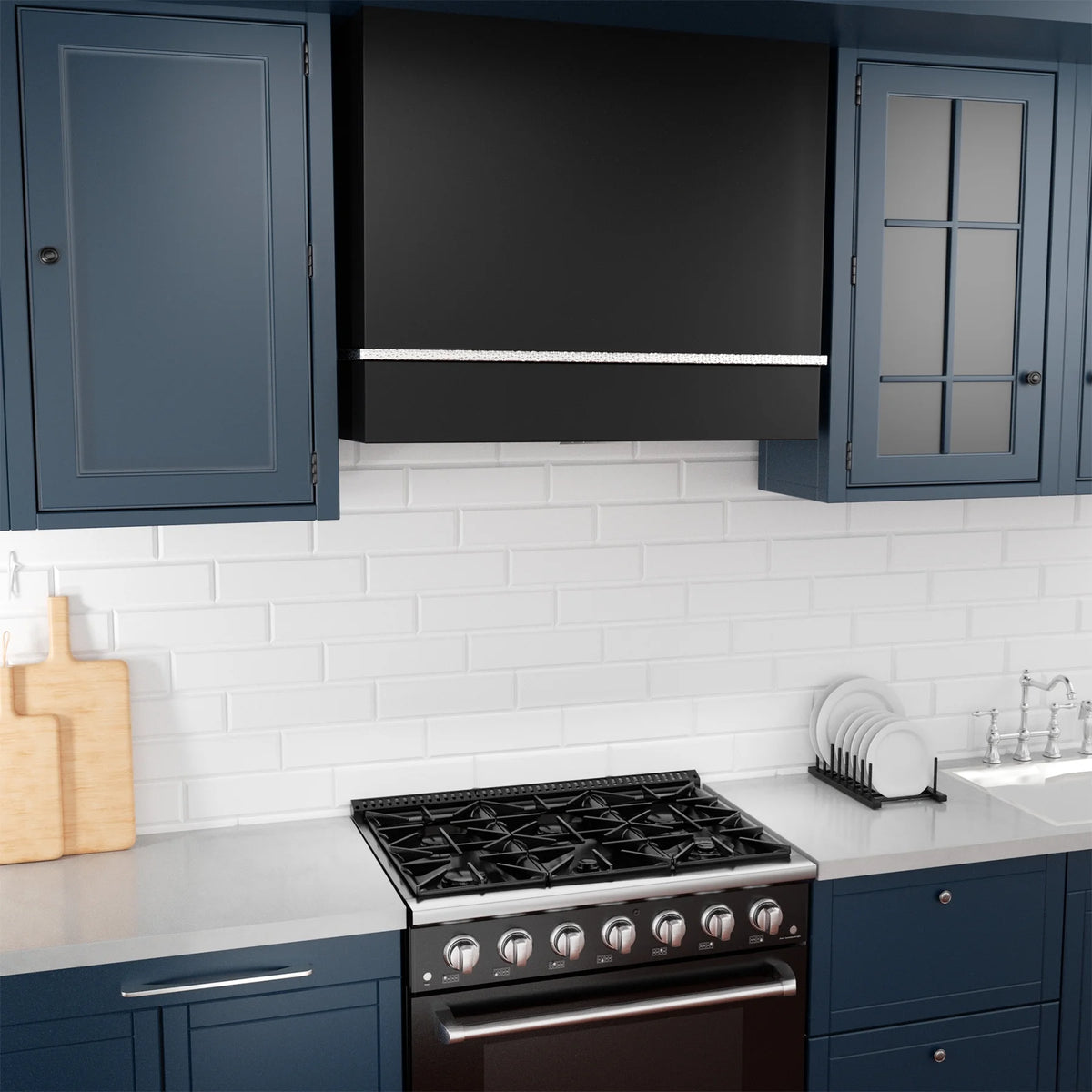 Akicon Range Hood 36 Inch, Ultra Quite Stainless Steel Kitchen Hood, Wall Mount Square Vent Hood with LED Light and Dishwasher-Safe Filters, Hood Vents for Kitchen, 3 Speeds, 600 CFM (AK-HS36HB-SWG)