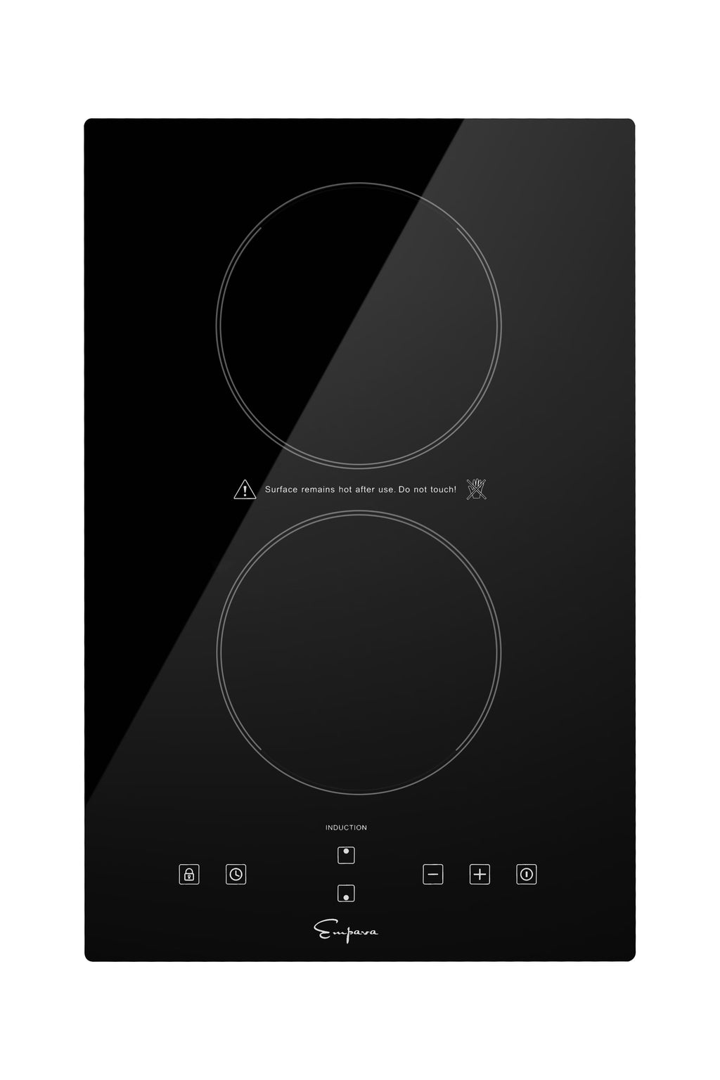 Empava Electric Stove Induction Cooktop Vertical with 2 Burners Vitro Ceramic Smooth Surface Glass in Black 120V