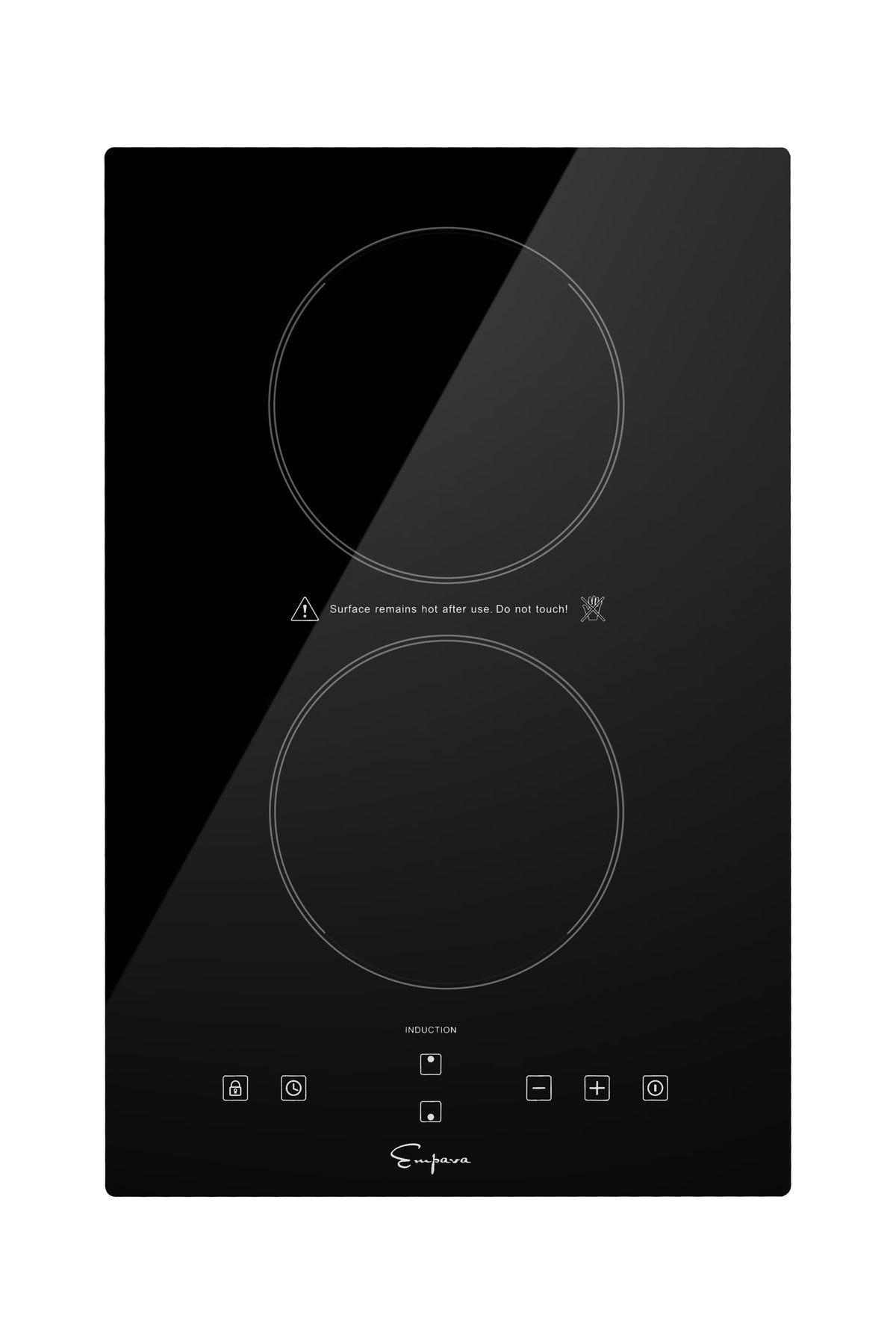 Empava Electric Stove Induction Cooktop Vertical with 2 Burners Vitro Ceramic Smooth Surface Glass in Black 120V