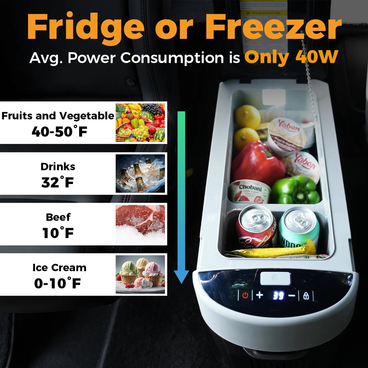 Setpower AB15 12 Volt Refrigerator,16 Quart(15L) Electric Cooler,Portable Car Refrigerator RV Fridge,12v Cooler for Camping,Travel,RV,Vehicles,MPV,SUV,Van;3-Year Warranty (Blue)