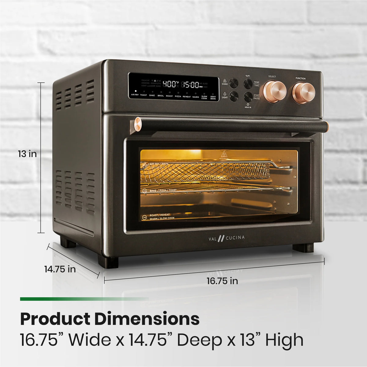 VAL CUCINA 10-IN-1 AIR FRYER TOASTER OVEN -  BRUSHED STAINLESS STEEL