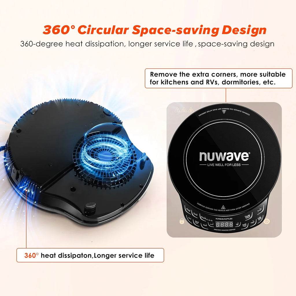 Nuwave Induction Cooktop with 4Qt Non-Stick Ceramic Pan, 3 Watt Settings 600, 900 & 1300W, 6.5a?? Heating Coil, Induction Cooktop, Cooking
