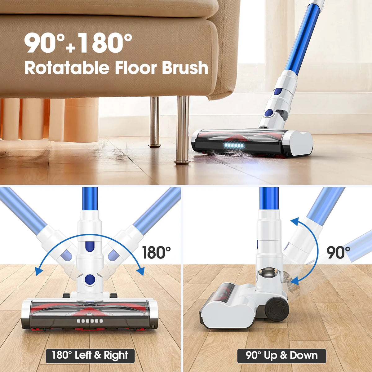 ORFELD Cordless Vacuum Cleaner, 40KPa 50mins Stick Vacuum Lightweight for Hardwood Carpet Pet, V19
