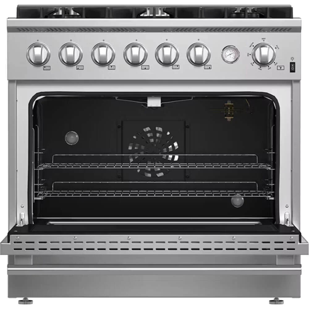 Marco 36-Inch Gas Range Stainless Steel, 6 Burners 67,000 BTU, 5.36 cu.ft. Convection Oven