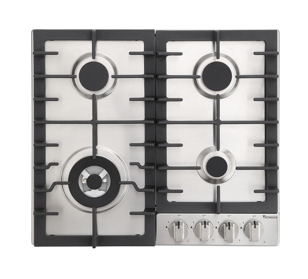 Rangaire RCG241S 24" Gas Cooktop - Stainless Steel, Sealed Burners, Cast Iron Grates, Die Cast Metal Burner Controls