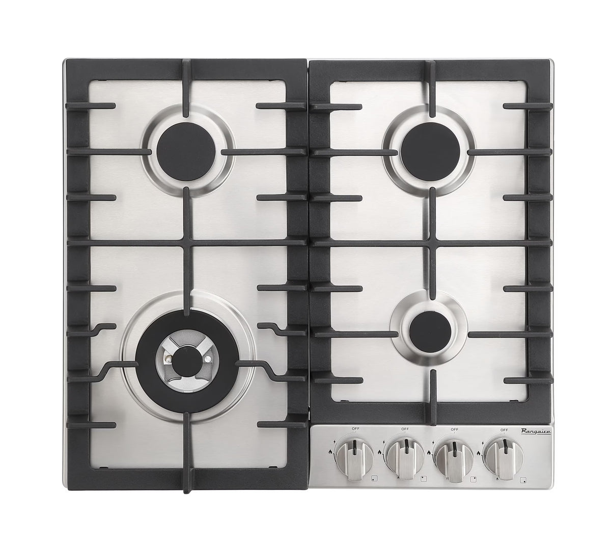 Rangaire RCG241S 24" Gas Cooktop - Stainless Steel, Sealed Burners, Cast Iron Grates, Die Cast Metal Burner Controls