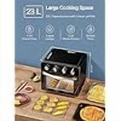 A/C 10-in-1 Air Fryer Oven, 24 Qt Convection Toaster Oven with Rotisserie & Dehydrator, 1700W Oil-Free Cooking, Includes 6 Accessories & 75 Recipes, Black