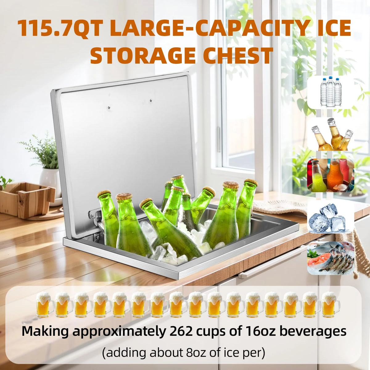 Towallmark Deep Chest Freezer,Mini Upright Small Freezerfor Outdoor Kitchen Patio Ice Bar,Silver