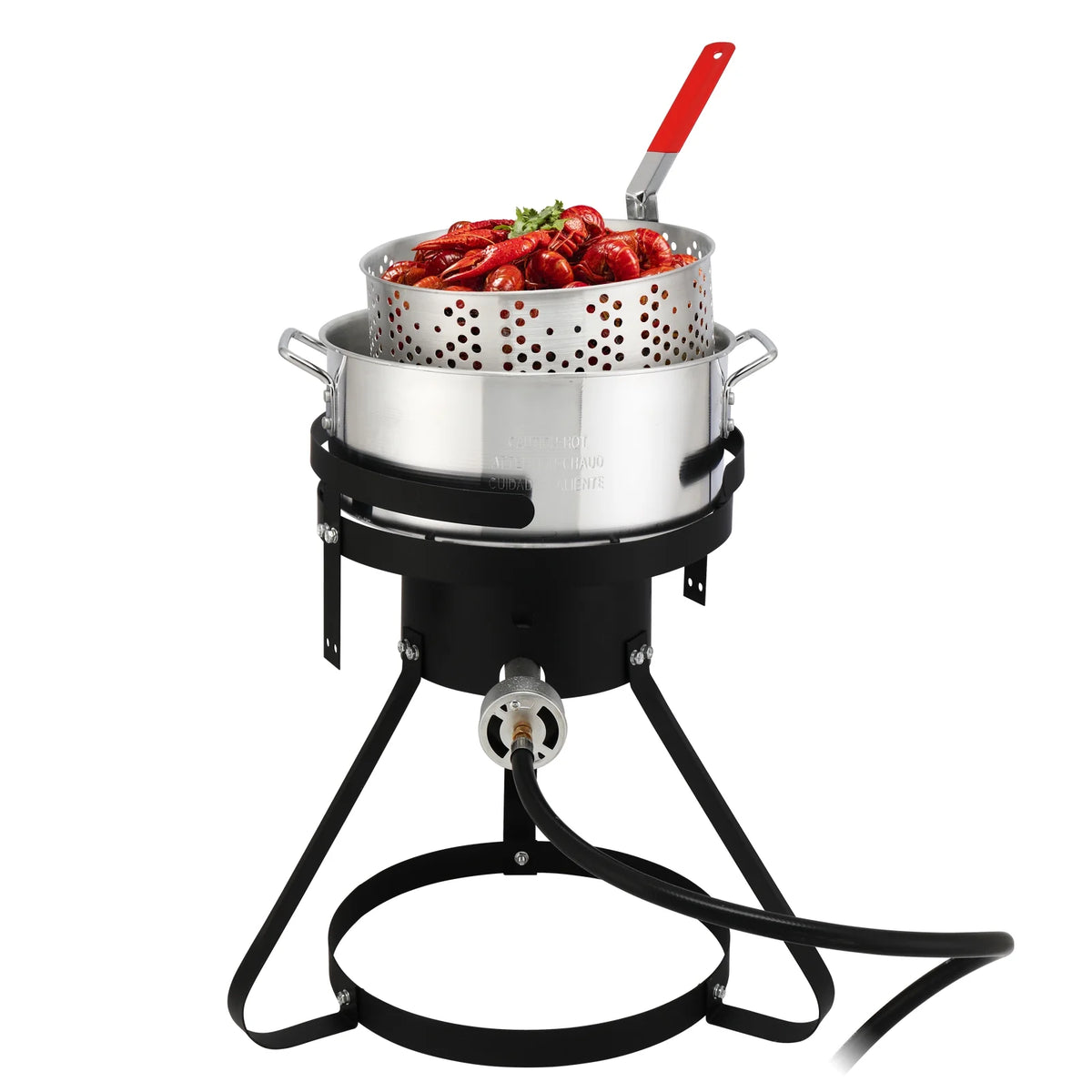 Qiushi 30QT Turkey Fryer Kit with 10QT Fish Pot, 54,000 BTU Outdoor Propane Gas Fryer Cooker, Includes Aluminum Pots, Basket, Poultry Rack, Thermometer for Frying, Boiling, and Seafood Cooking