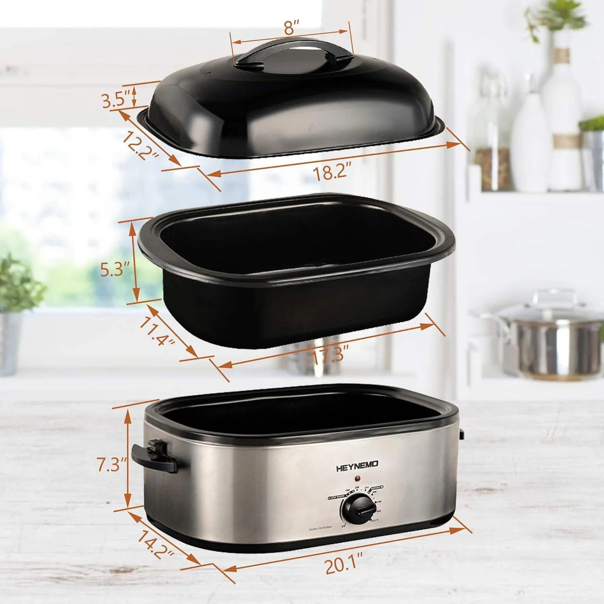20 Quart Electric Roaster Oven, Turkey Roaster Electric, Roaster Oven Buffet, Selfbasting Lid, Removable Pan, Full-Range Temperature Control Cool-Touch Handles, Turkey Roaster, Black