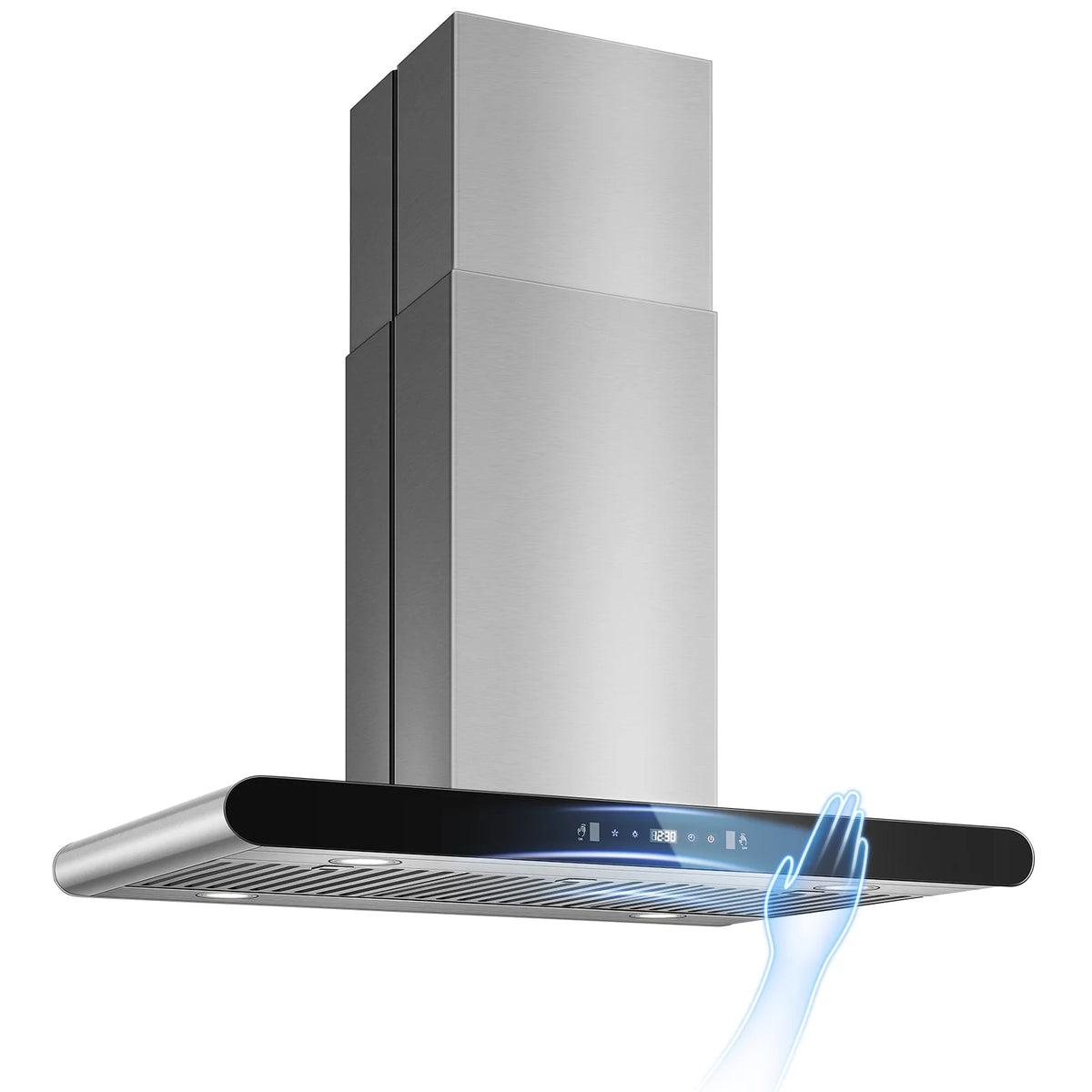 36" Island Range Hood 700CFM Stainless Steel with LED Lights, 3-Speed Touch Control & Delay Shutoff, Ducted/Ductless Convertible
