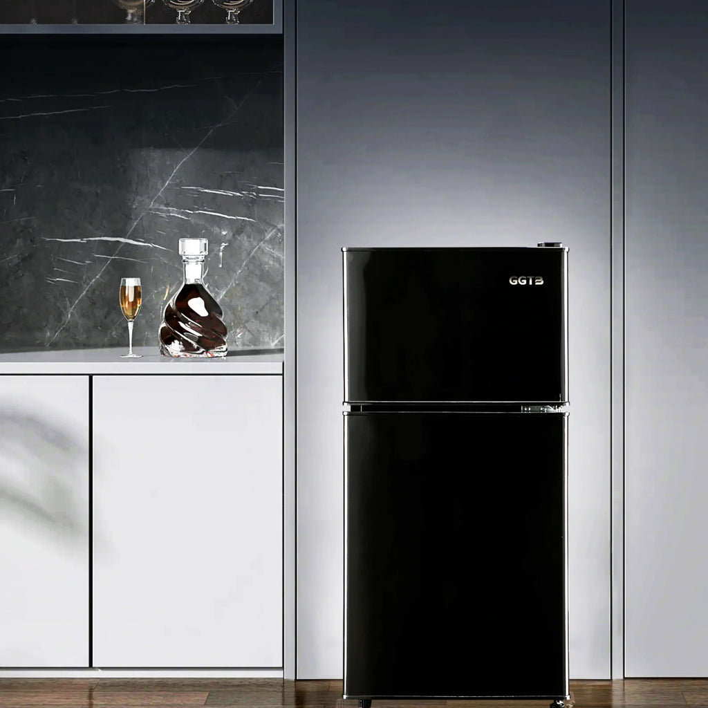GGTB Retro Compact Two Door Refrigerator, Black, 3.0 Cu ft