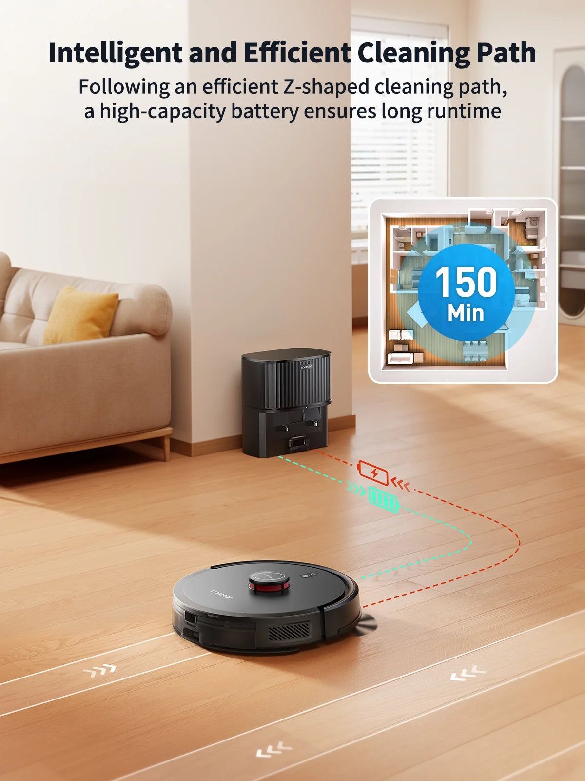 Laresar L20+ Self Emptying Robot Vacuum and Mop Combo, 5000Pa LDS Laser Navigation Auto-Empty Dustbin, 150min Runtime Smart Mapping 3-in-1 Sweep Mop Vacuum for Hard Floor/Carpet