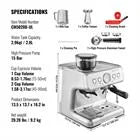 Choco Moon Espresso Machine w/Grinder, 15 Bar Semi-Automatic Coffee Maker with Milk Frother, Steam Wand & Pressure Gauge for Cappuccino, Latte, PID Control System, Silver