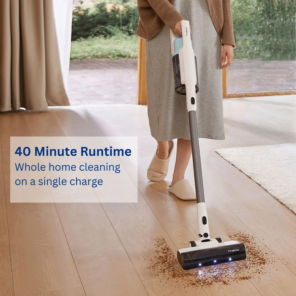 Tineco GO Cordless Stick Vacuum, 40 min Run Time - Powder Blue (GO203)