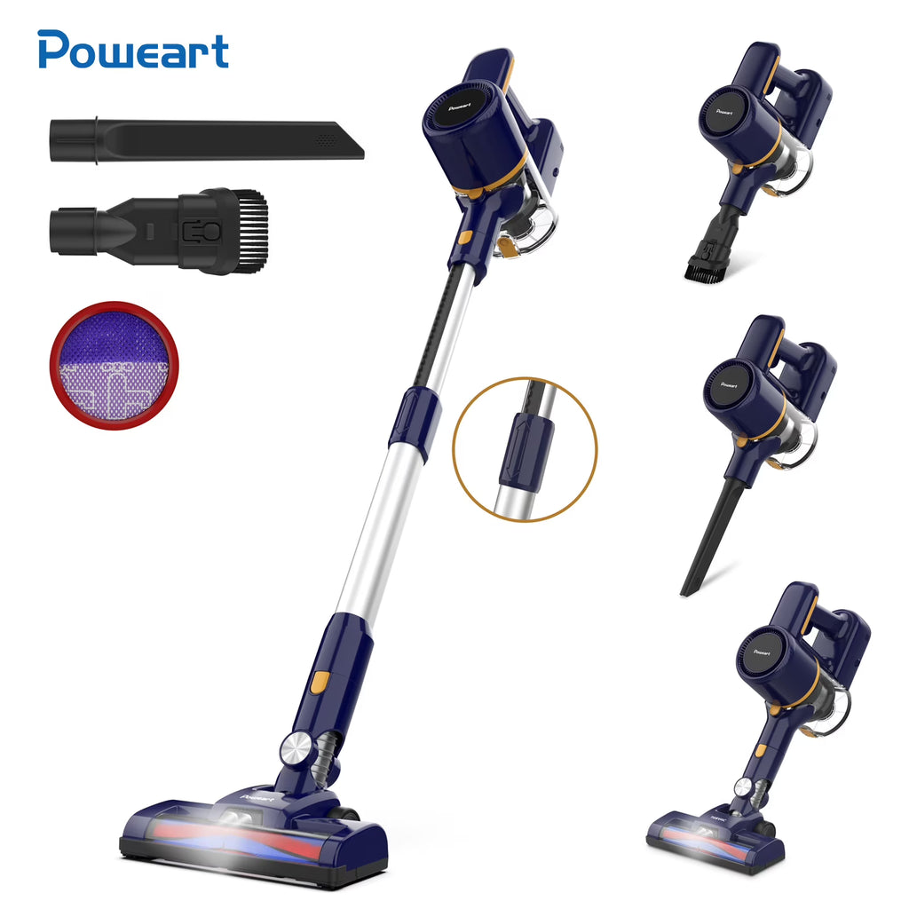 POWEART Lightweight Cordless Vacuum Cleaner 30kPa 55min Runtime, Cordless handheld Vacuum Cleaner for Carpet Floor,Hard Floor and Pet Hair