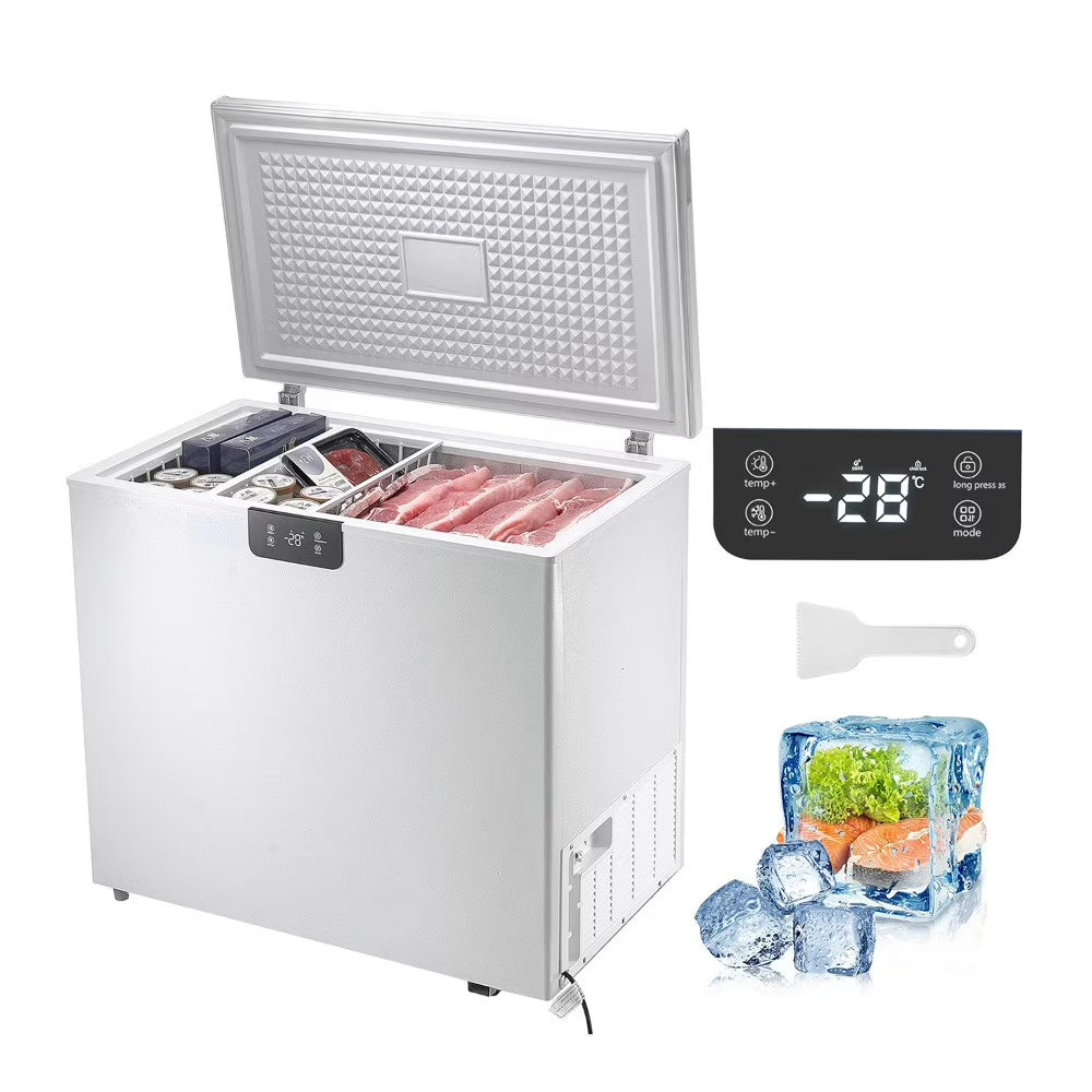 Choco Moon Large Capacity 14.5 Cu.ft Chest Freezer, 345L Storage, 4 Slide-Out Baskets, Lockable Lid, 8 Temp Control Levels, Energy-Efficient LED Lights, 6 Swivel Casters for Easy Mobility