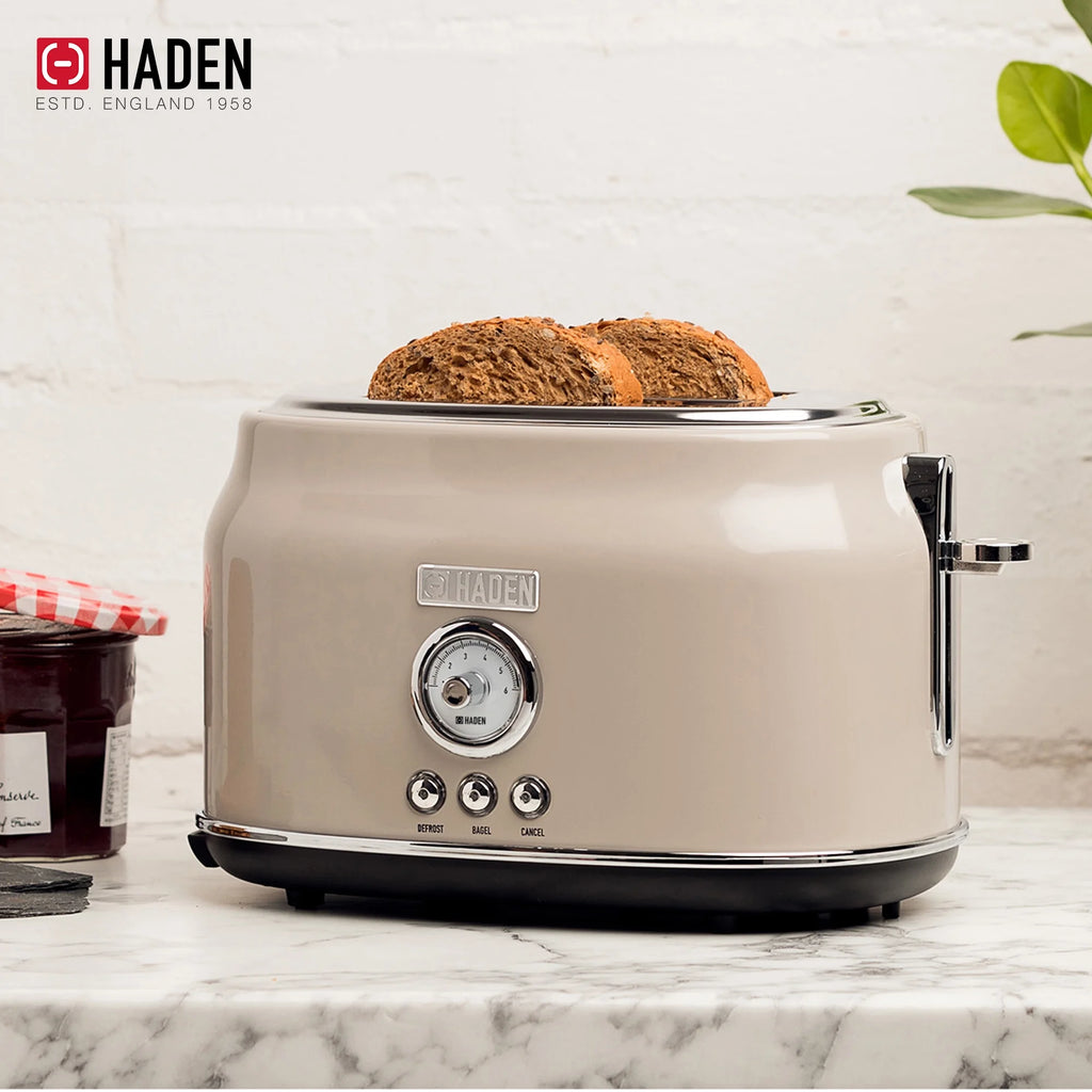 Haden 12 Cup Coffee Maker with 2 Slice Stainless Steel Bread Toaster, White