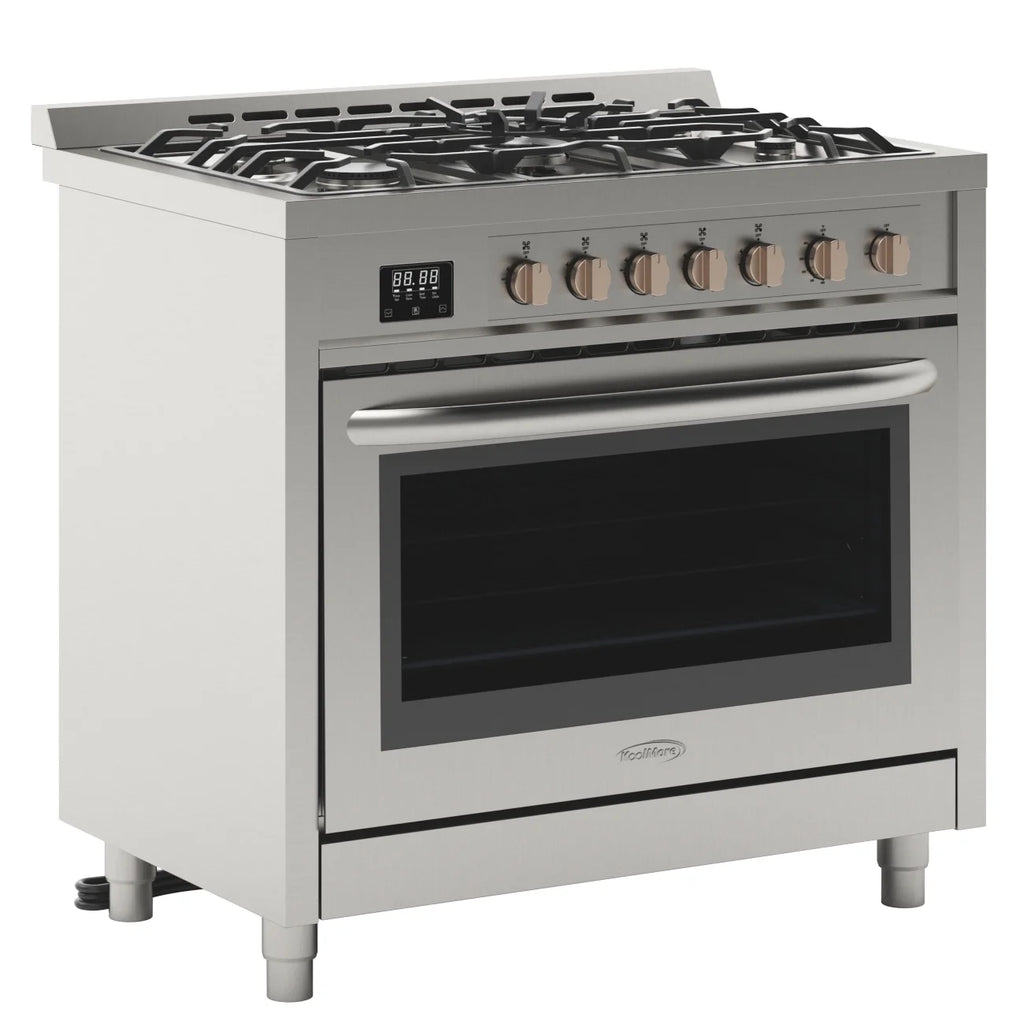 KoolMore 36 in. Stainless-Steel Professional Gas Range with Legs.