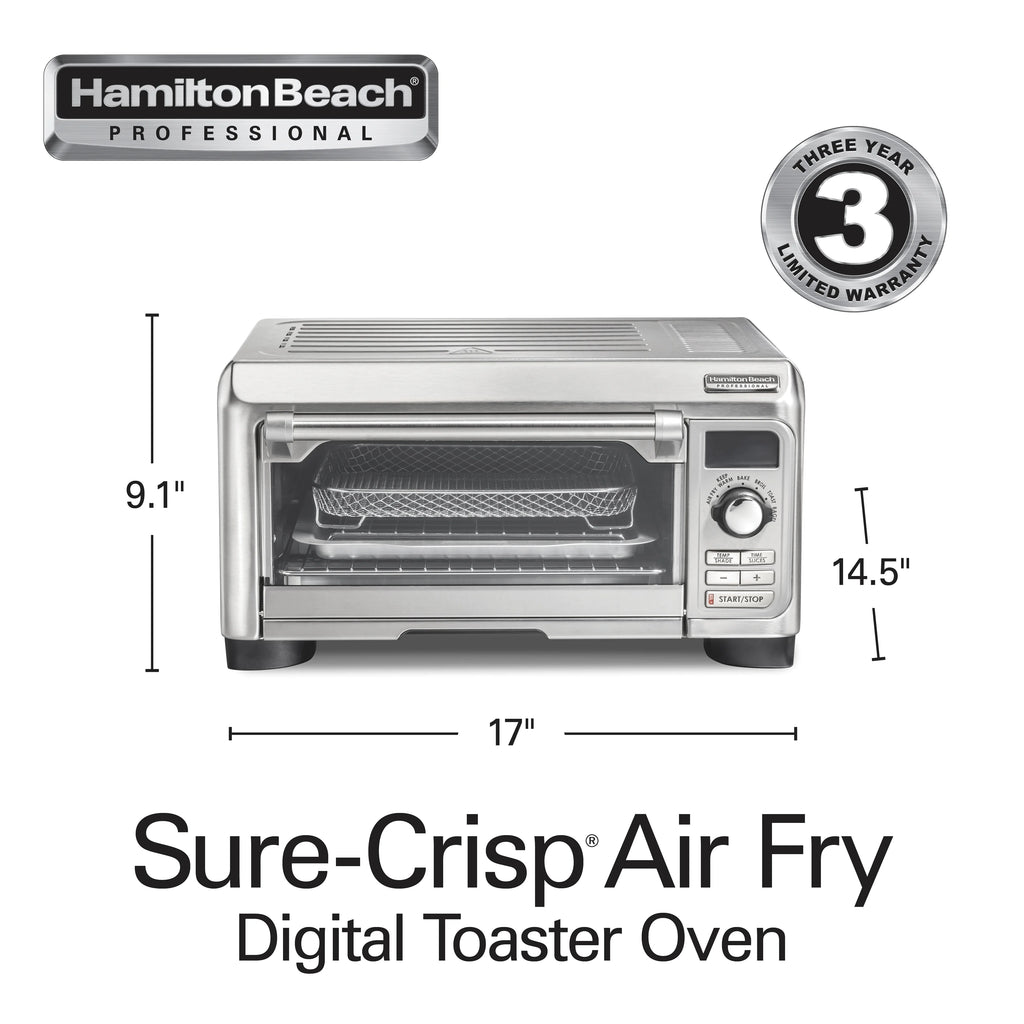 Hamilton Beach Professional Sure-Crisp Air Fryer Toaster Oven Combo with 6-in-1 Functionality, Stainless Steel
