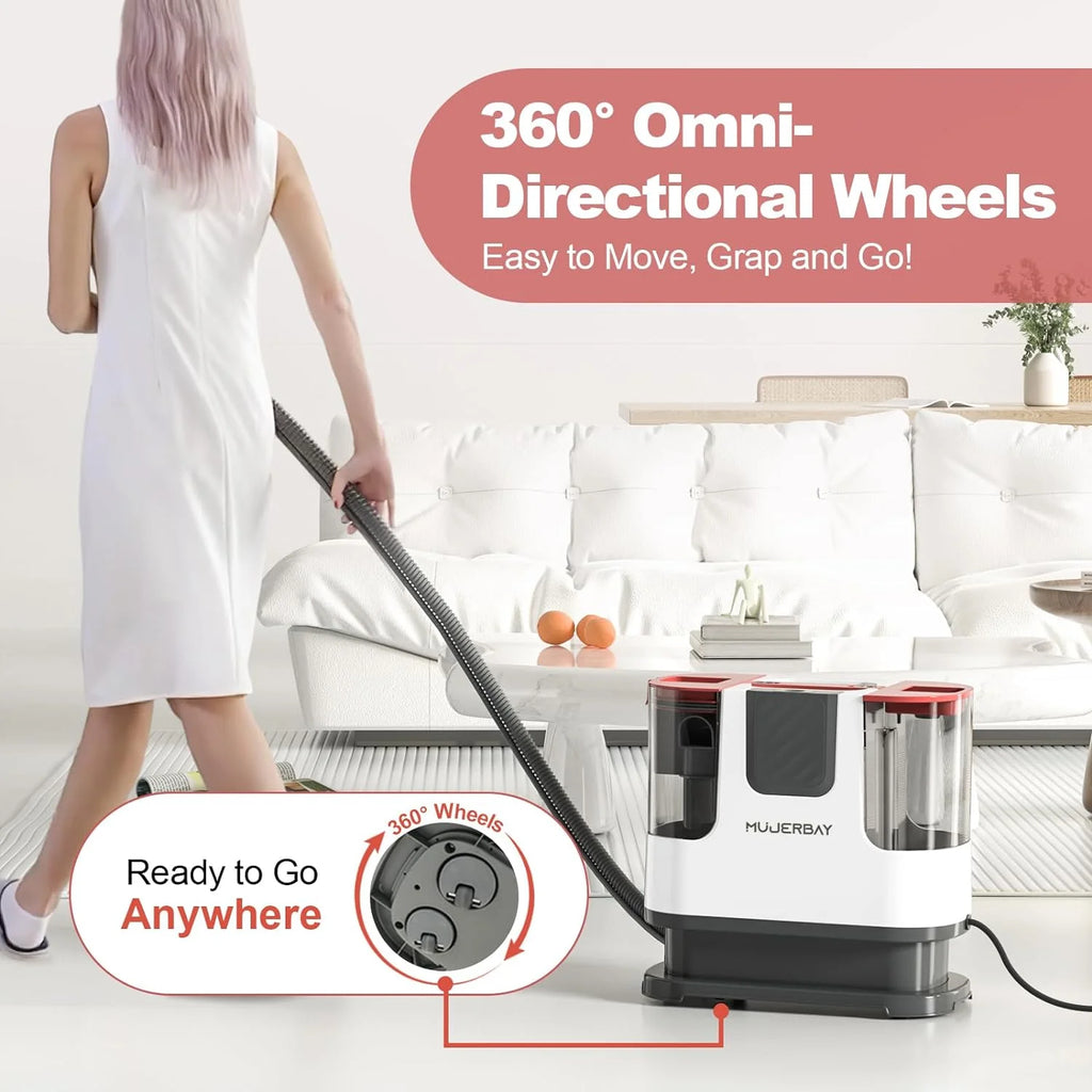 Aeitto 12Kpa Portable Furniture Water Extractor - Odor/Stain Removal, Ideal for Sofa, Carpet, Car, Pet Messes