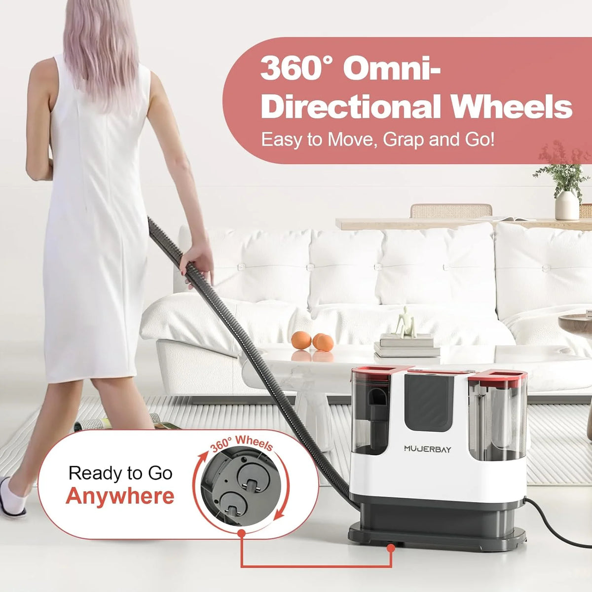 Aeitto 12Kpa Portable Furniture Water Extractor - Odor/Stain Removal, Ideal for Sofa, Carpet, Car, Pet Messes