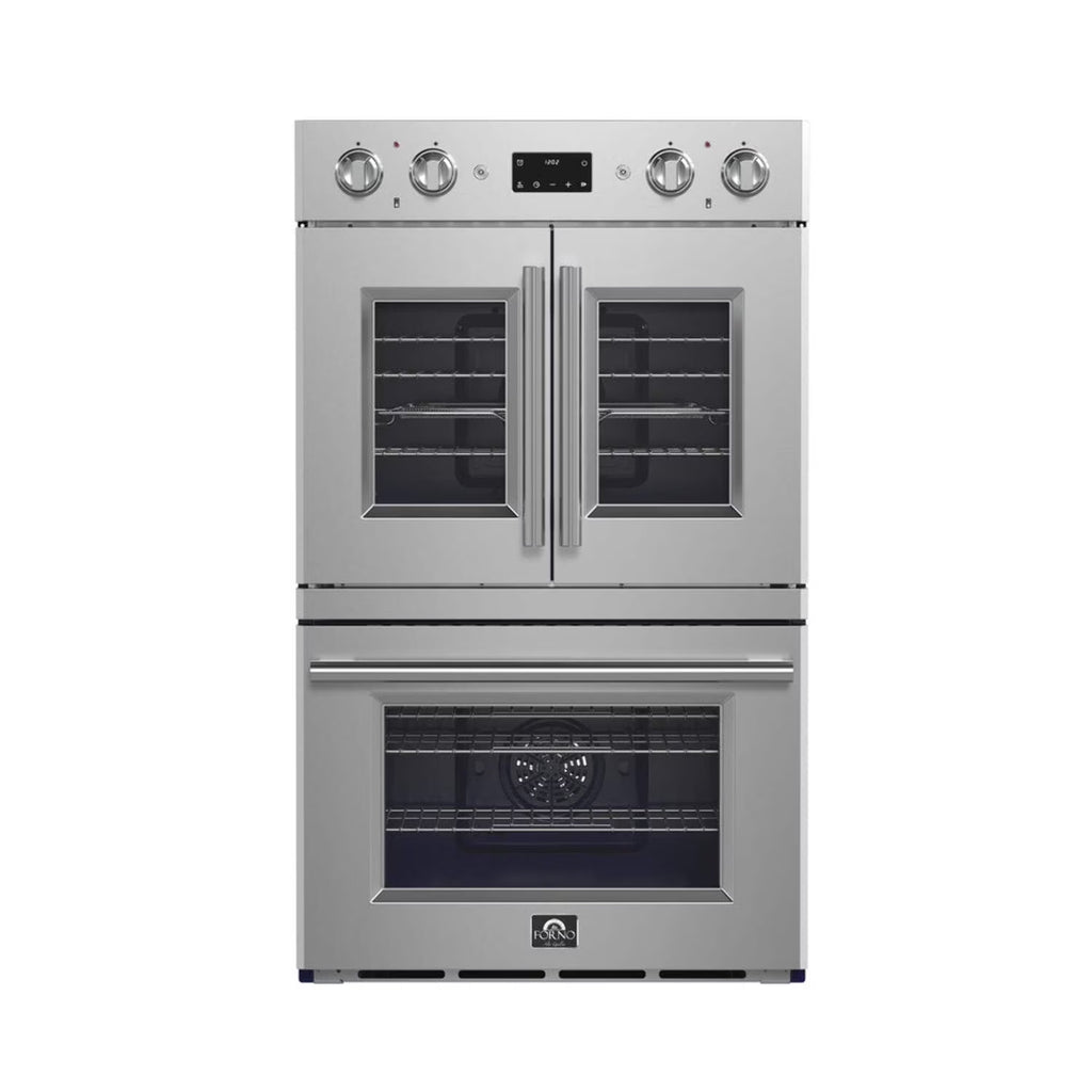 Forno Gallico 30-Inch Electric French Door Double Oven, Stainless Steel, Convection Cooking, Touch Control Panel, Self-Cleaning Function